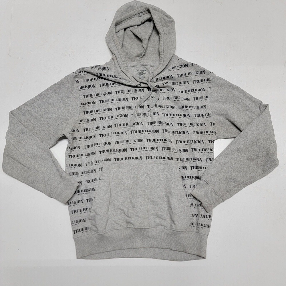 True Religion Men's Lounge Long‎ Sleeve Hoodie All Over Print Pullover Size Med